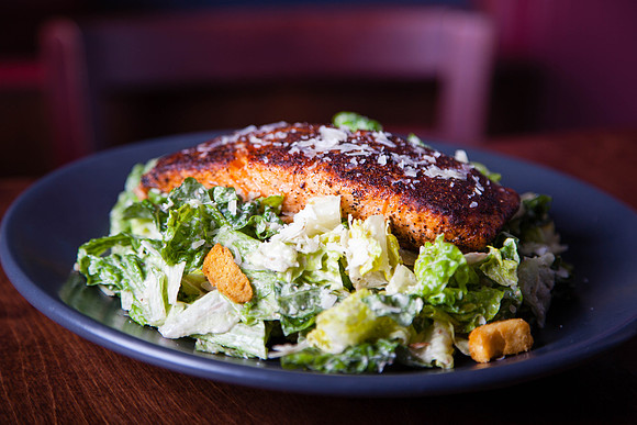 Salmon Caesar Salad, Happy Hour Heaven, Baltimore